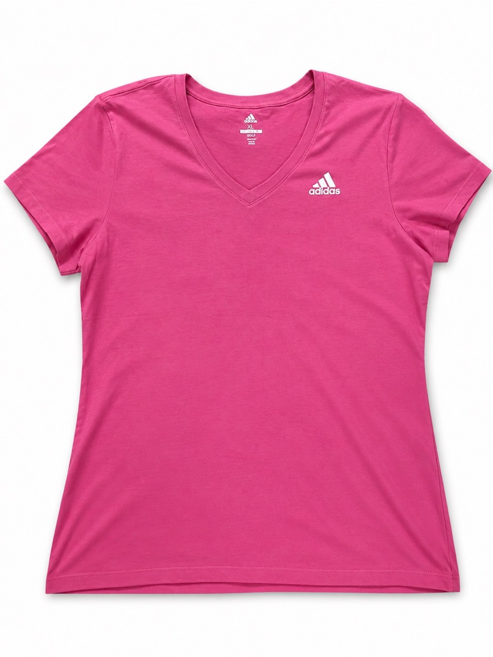 adidas Women’s V-Neck Short Sleeve Tee in Bright Pink XL Athletic Golf summer